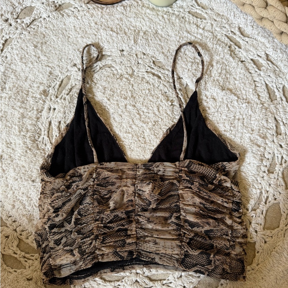 Snake Print Ruched Crop Top - Picture 2 of 2